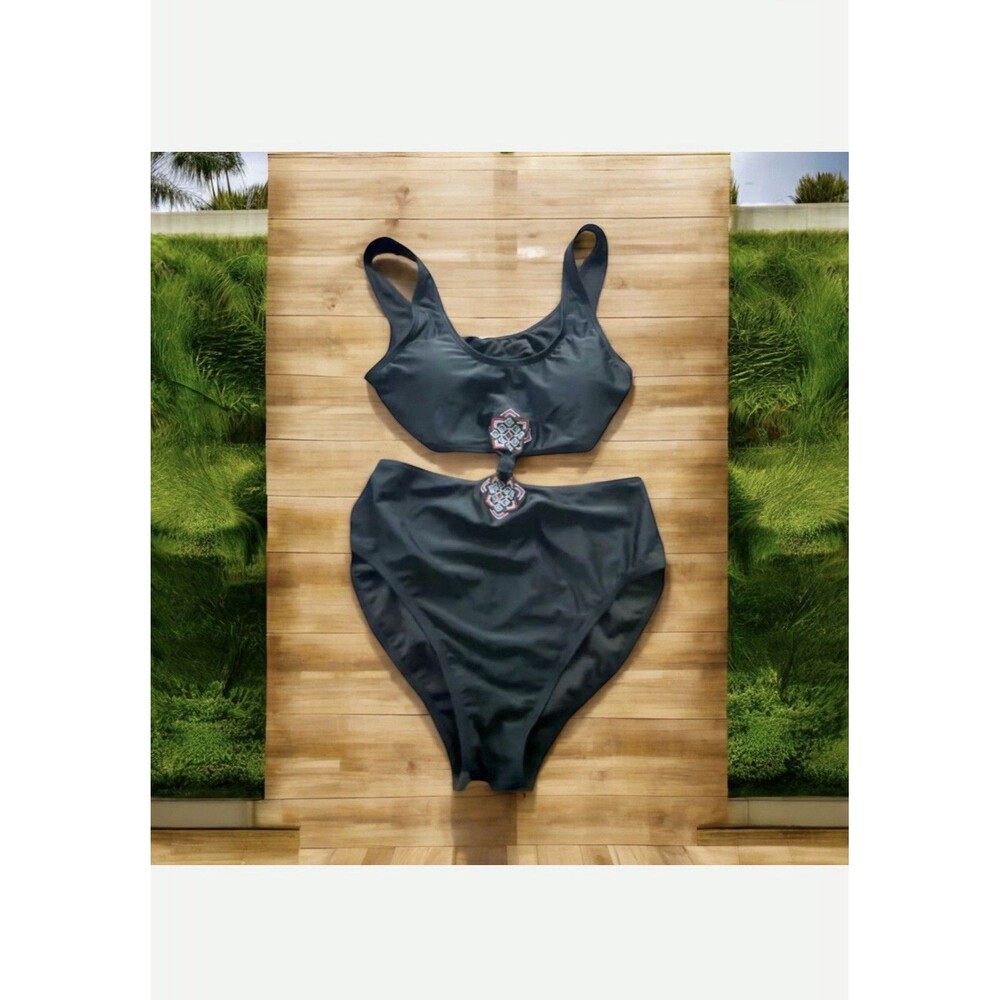 Breaking Waves  One Piece SwimSuit  Sz S Cutout  High Waisted Tummy Control
